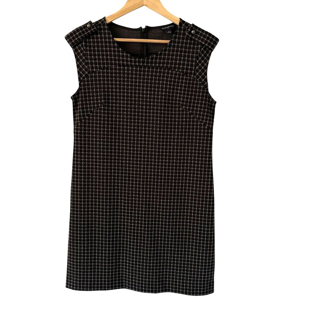 Banana Republic Black and Grey Stretchy Sleeveless Midi‎ Career Dress Size 8